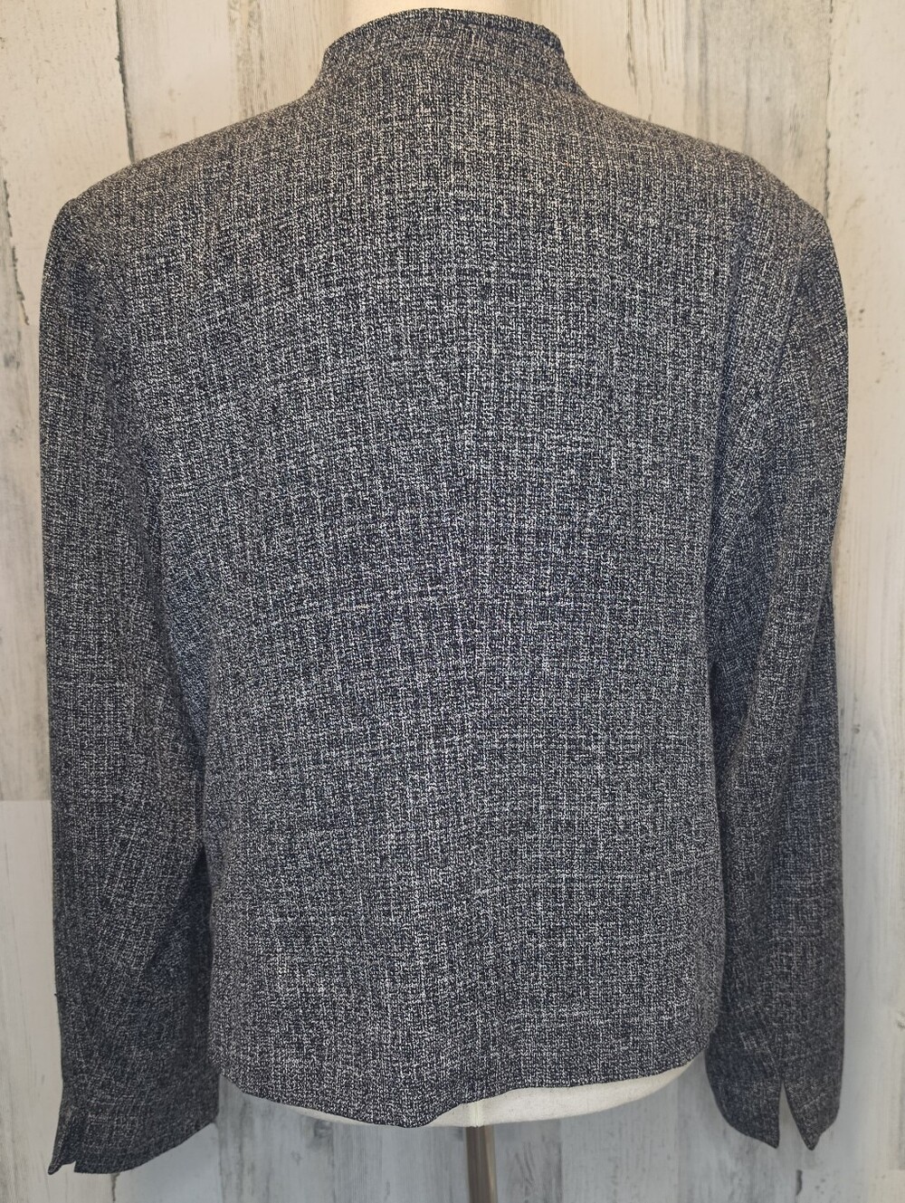 Dressbarn Women's XL Black White Tweed Zip Front Career Jacket Blazer Textured - Picture 4 of 9